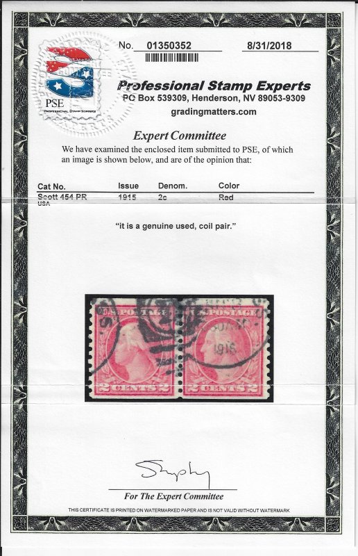 Scott #454 - VF/XF Used -  Showpiece!  W/ 2018 PSE Certificate