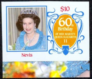 Nevis Sc# 476 (stamp only) MNH IMPERF 1986 $10 Queen Elizabeth II 60th
