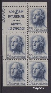 BOBPLATES #1213c Washington Booklet Slogan 3 Upper Left 28905 80% MNH DCV=$60
