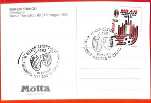 aa2465 - Storia Postale - ANNULLO SPECIALE  1993  Calcio MILAN vs PARMA Baresi