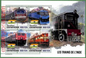 B1304 - Centrafricaine - ERROR MISPERF Stamp Sheet - 2023 - Transport, TRAIN-