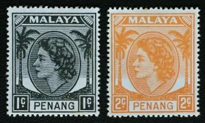 Malaya Straits Settlements PENANG 1954-57 QEII 1c & 2c Mint SG#28&29 M3549