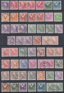 Sweden Sc 280/399 used 1939-1948 King & 3 Crowns definitives, 55 different, F-VF