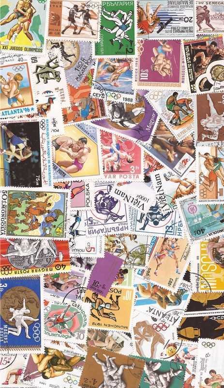 Wrestling on Stamps Collection - 50 Different Stamps