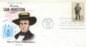 1964 Sam Houston (Scott 1242) Fluegel FDC