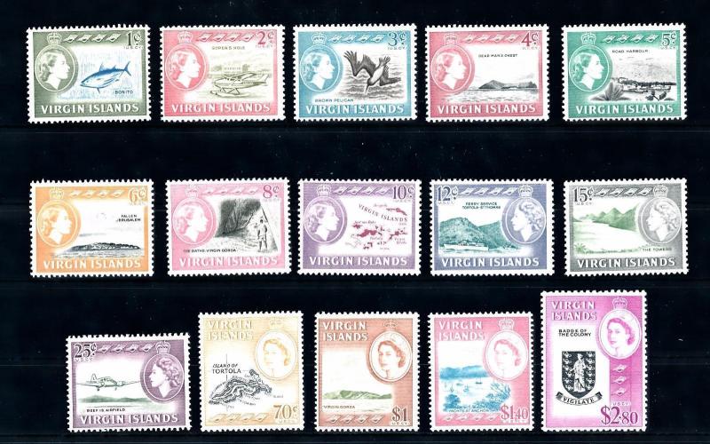 [48568] Virgin Islands 1964 Definitives Fish Birds Boat Plane MLH