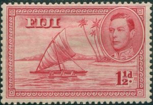 Fiji 1938 SG251 1½d carmine empty Canoe KGVI P13½ die 1 MLH