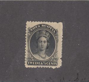 NOVA SCOTIA  # 13 VF-MLH 12 1/2cts 1860-63 QUEEN VICTORIA / BLACK CAT VALUE $60