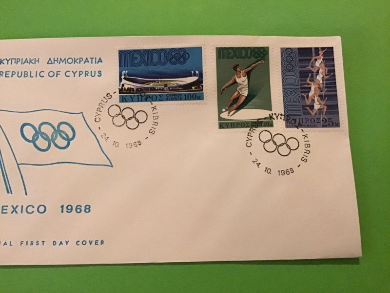 Cyprus First Day Cover Olympics Mexico 1968 Stamp Cover R43239