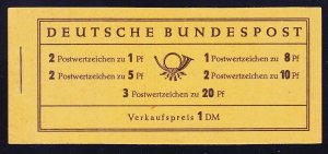 Germany 737Ab MNH OG 1958 Mi 4 Complete Booklet Very Fine (See 3 Scans)