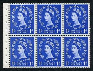 SB41 1d Wmk Crowns Cream Paper with Blue Bands Booklet Pane of 6 U/M