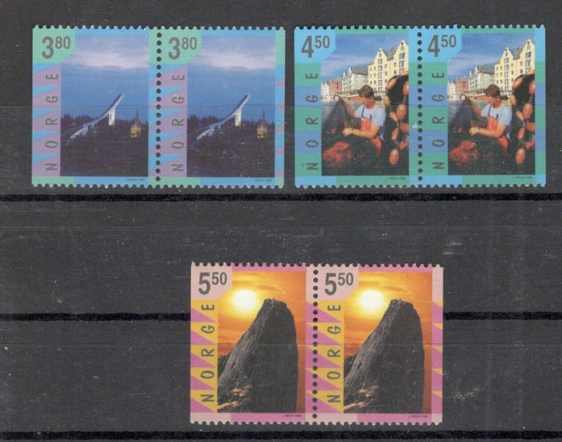 NORWAY - 3 MNH PAIRS - TOURISM - Mi.No. 1282/84 - 1998.