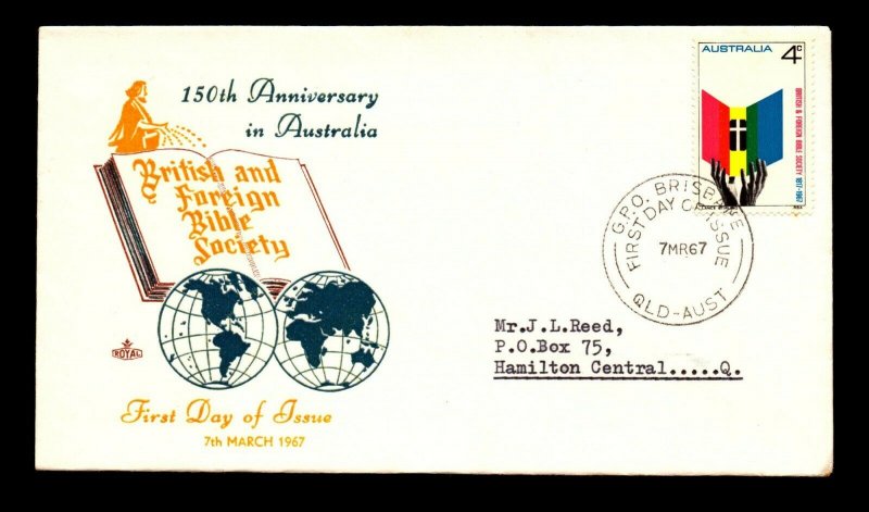 Australia 1967 Bible Society FDC - N589