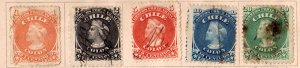 CHILE - 1867 SCOTT#15-19 - 5V - USED HINGED CV=61.00 USD