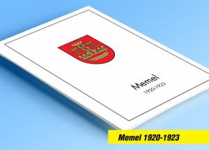 COLOR PRINTED MEMEL 1920-1923 STAMP ALBUM PAGES (14 illustrated pages)