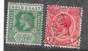 Gold Coast #69-70  1/2p &1p  King George V (M&U) CV $3.25