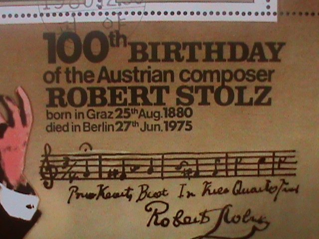 ​KOREA-1980- CENTENARY BIRTH OF ROBERT STOLZ-CTO-MINI SHEET- VF LAST ONE