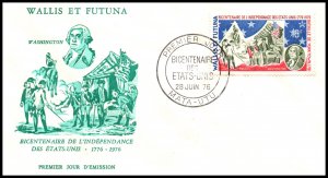 Wallis and Futuna Islands 187 US Bicentennial U/A FDC