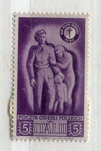 ITALY; 1940s early WWII Polish and Italian Forces issue fine Mint 5L. value