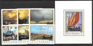 ROMANIA Sc 2262-8 NH SET+S/S of 1971 - ART