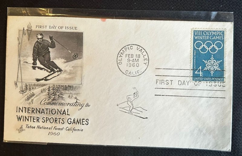 CM) 1960. UNITED STATES. FDC. WINTER OLYMPIC GAMES, WITH STAMP. XF