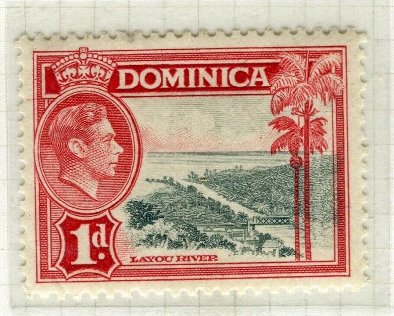 DOMINICA; 1938 early GVI issue fine Mint hinged 1d. value