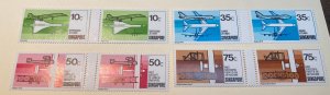 SINGAPORE #312-15 AVIATION GUTTER PAIRS  MINT NEVER HINGED  G195