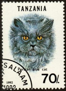 Tanzania 967D - Cto - 70sh Persian Blue Cat (1992) (cv $1.00)