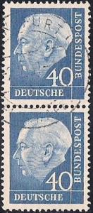 Germany #713 40pf President Theodor Heuss pair used XF