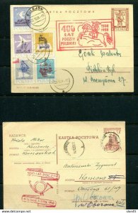 Poland 1958 2 PS cards uprated  Kartka Pocztowa 400 years of Post office 11539