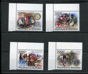 BURUNDI 2011 ORGANIZATIONS SET LIONS ROTARY, UNICEF RED CROSS MINT NEVER HINGED