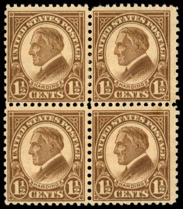 US Sc 633 MH/MNH BLOCK of 4 - 1927 1½¢ - Harding - See Description