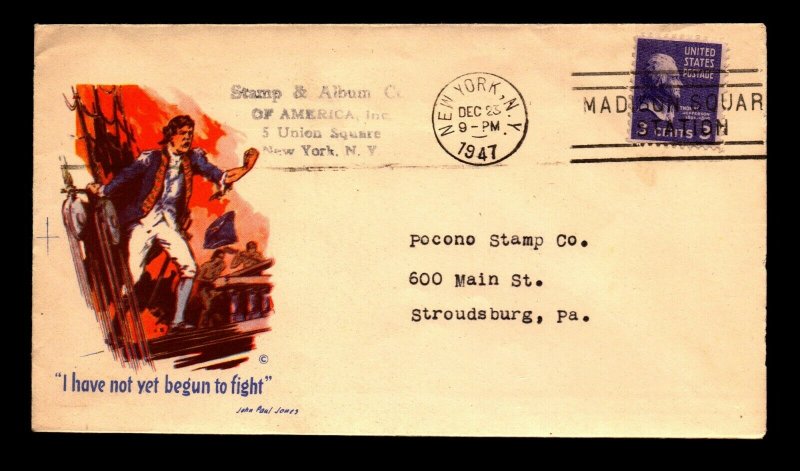 1947 John Paul Jones Late Use Patriotic Cover - N423