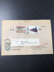 Thailand Cover To Cali. With Train Stamp.