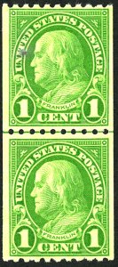 U.S. #604 MINT LINE PAIR OG HR