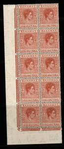 BAHAMAS SG151a 1948 1½d PALE RED-BROWN MNH BLOCK OF 10