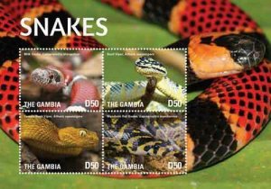 Gambia 2015 - Snakes - Sheet of 4 stamps - MNH