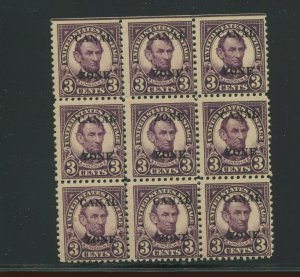 Canal Zone  85a ZONE ZONE Error in Block of 9 Stamps w/APS Cert (CZ85-APEX A1)