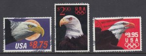 US Sc 2394, 2540, 2541 used. 1988-1991 Priority & Express Mail Eagles, F-VF