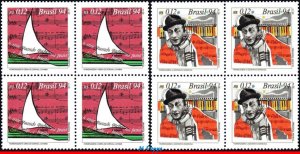 2521-22 BRAZIL 1994 POPULAR MUSIC, DORIVAL CAYMMI ADONIRAN B., 2627-28 BLOCK MNH