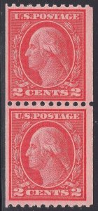 #450 F-VF MNH OG 2c WASHINGTON TYPE III ROTARY PRESS COIL PAIR-FRESH!! (450-6)