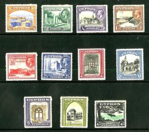 Cyprus 125-135 Part Gum Missing all Stamps in Set $216.00