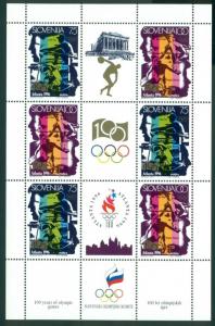 Slovenia Scott #260a MNH Olympics 1996 Atlanta White Blue Red Flag CV$11+