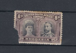 BSAC Rhodesia 1910 8d Double Head SG148 MH Damaged JK8204