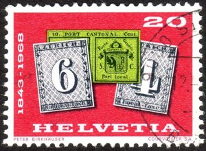 1968, Switzerland 20c, Used, Sc 492