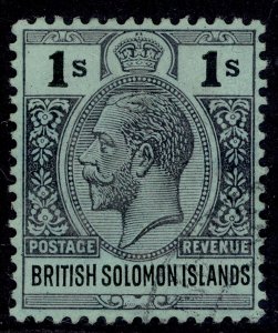 BRITISH SOLOMON ISLANDS GV SG33, 1s black/green, FINE USED.