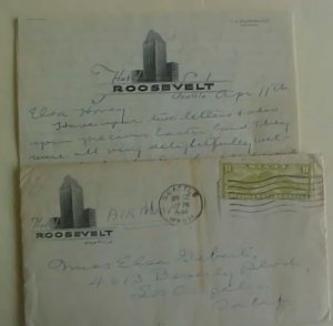US PICTORIAL LETTER & COVER 1934 HOTEL