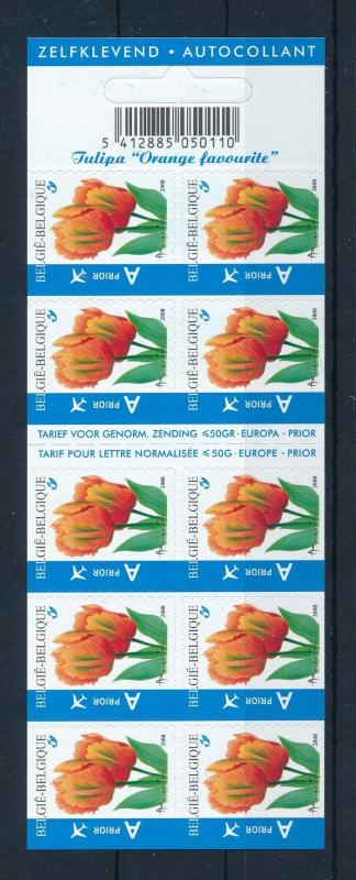 [52297] Belgium Belgien 2008 Orange Tulip Flowers Self Adhesive Booklet MNH