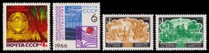 Russia Scott 3239, 3251, 3253-3254 (1966) Mint NH VF C