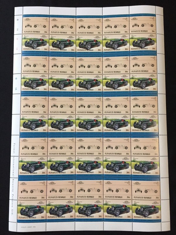 TUVALU Racing Cars Sheets x 8 MNH(400 Stamps)BLK36